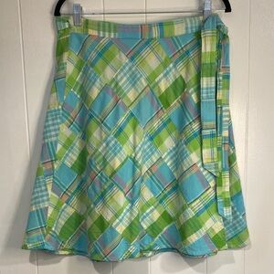 Plaid Wrap Skirt Preppy Cotton | Cape Madras | Patchwork True Wrap | Size M